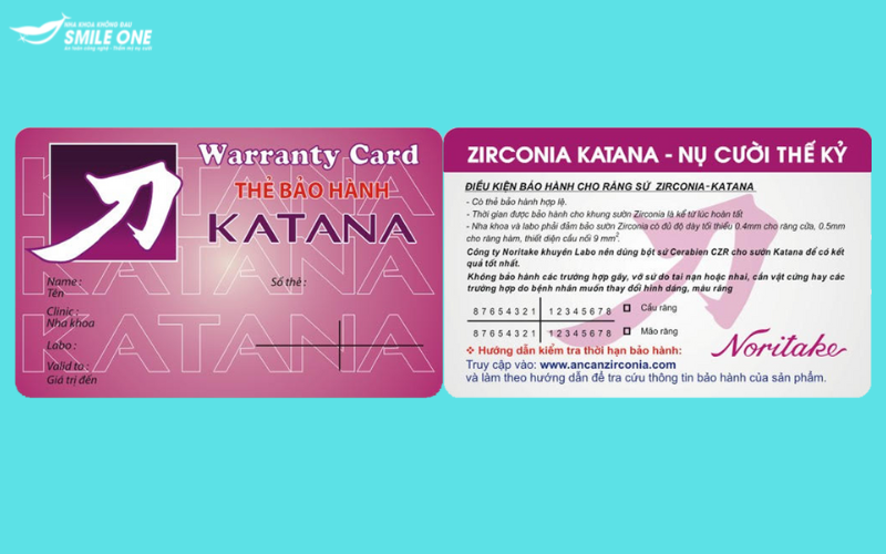 Thẻ bảo hành răng sứ Katana