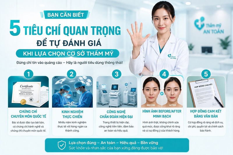 bạn cần biết 5 tiêu chí quan trọng để tự đánh giá: chứng chỉ chuyên môn quốc tế, kinh nghiệm thực chiến, công nghệ chẩn đoán, hình ảnh before/after minh bạch, và hợp đồng cam kết bằng văn bản.
