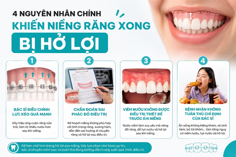 Có 4 nguyên nhân chính khiến niềng răng xong bị hở lợi: