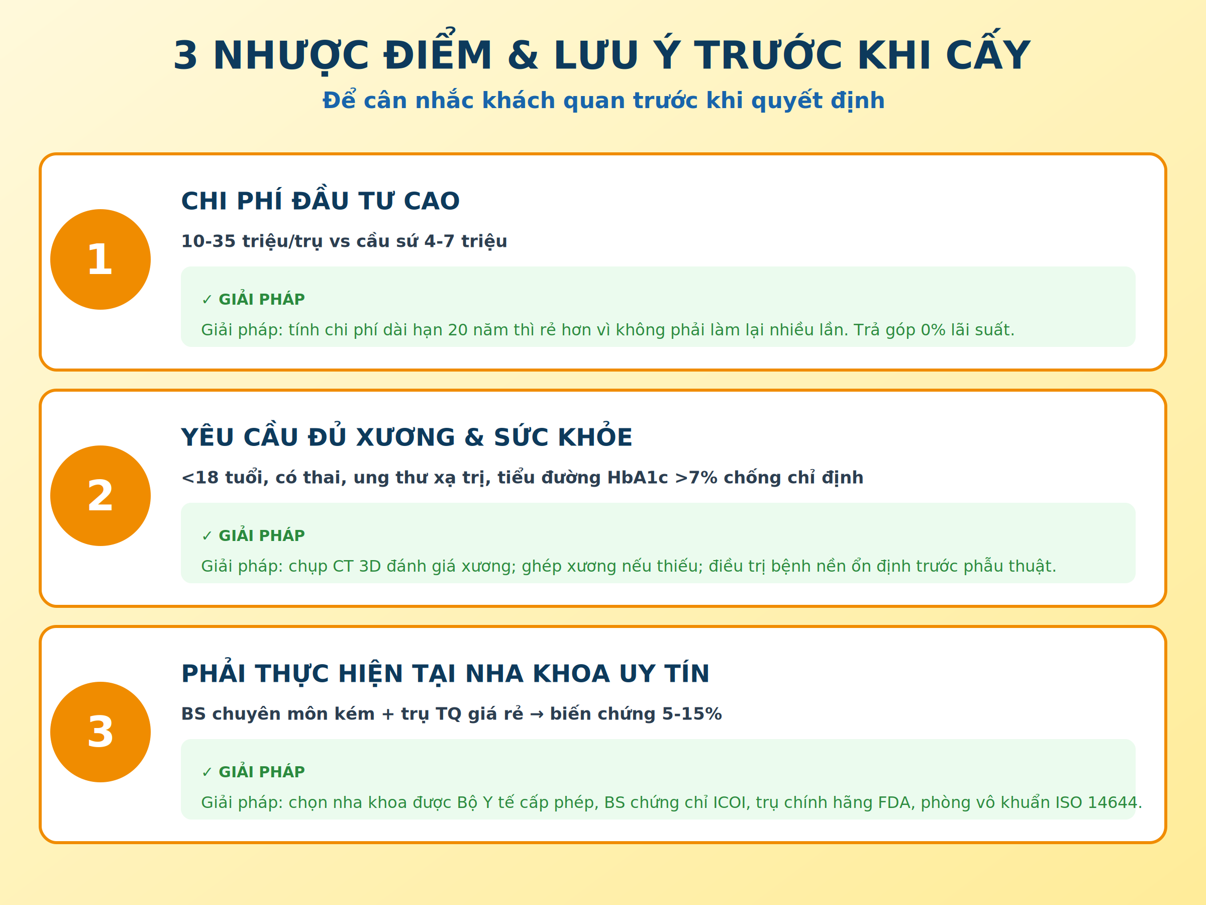 3 nhược điểm và lưu ý trước khi cấy implant