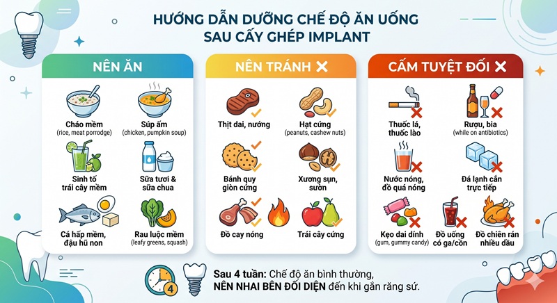 Hướng dẫn vệ sinh và ăn uống sau khi cắm implant