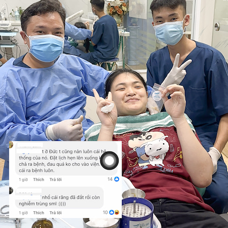 Khách hàng tươi cười, hài lòng với chất lượng dịch vụ và giá cả của nha khoa