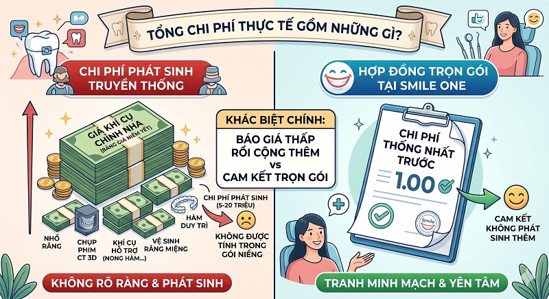 Niềng răng bao nhiêu tiền - bảng giá thực tế các phương pháp tại Smile One