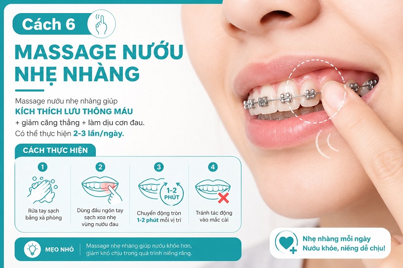 Massage nướu nhẹ nhàng
Massage nướu nhẹ nhàng giúp KÍCH THÍCH LƯU THÔNG MÁU