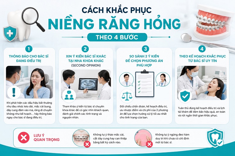 Cách khắc phục niềng răng hỏng theo 4 bước: thông báo cho Bs đang điều trị về các dấu hiệu