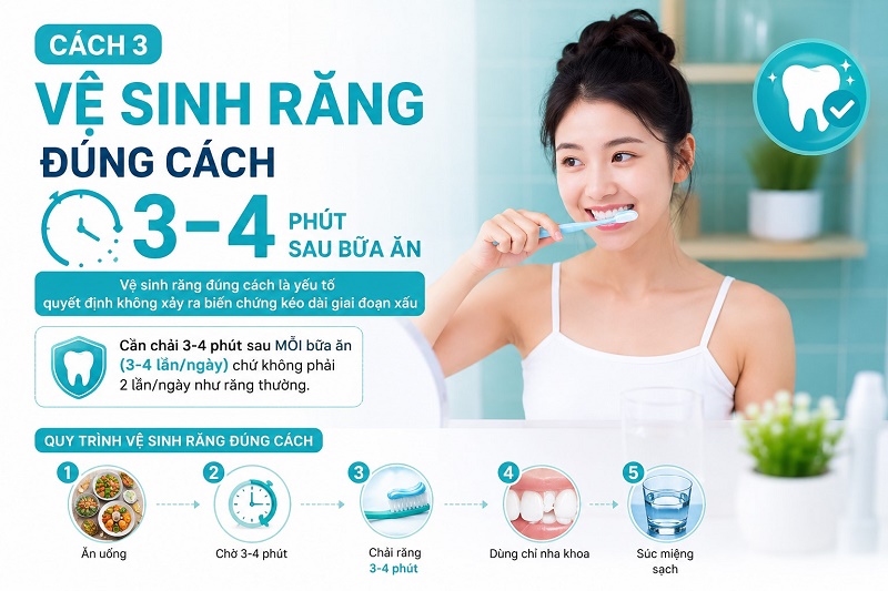 Vệ sinh răng đúng cách 3-4 phút sau bữa ăn