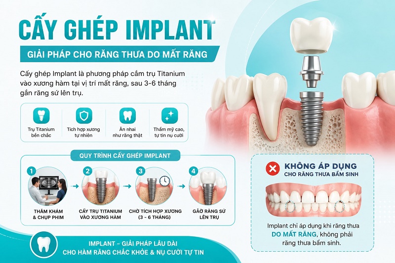 Cấy ghép Implant là phương pháp cắm trụ Titanium vào xương hàm