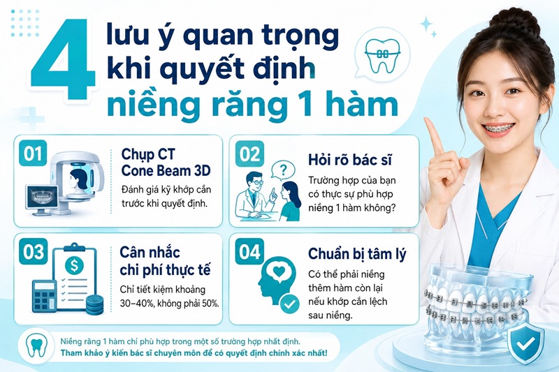 Lưu ý và sai lầm cần tránh khi niềng răng 1 hàm