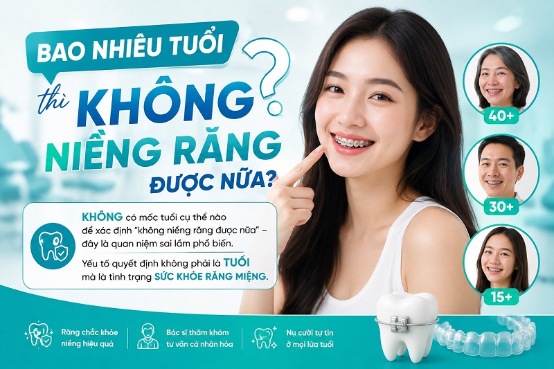 KHÔNG có mốc tuổi cụ thể nào để xác định "không niềng răng được nữa"