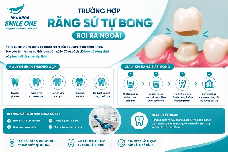 Trường hợp răng sứ tự bong rơi ra ngoài vẫn có thể gắn lại nếu mão sứ còn nguyên vẹn,