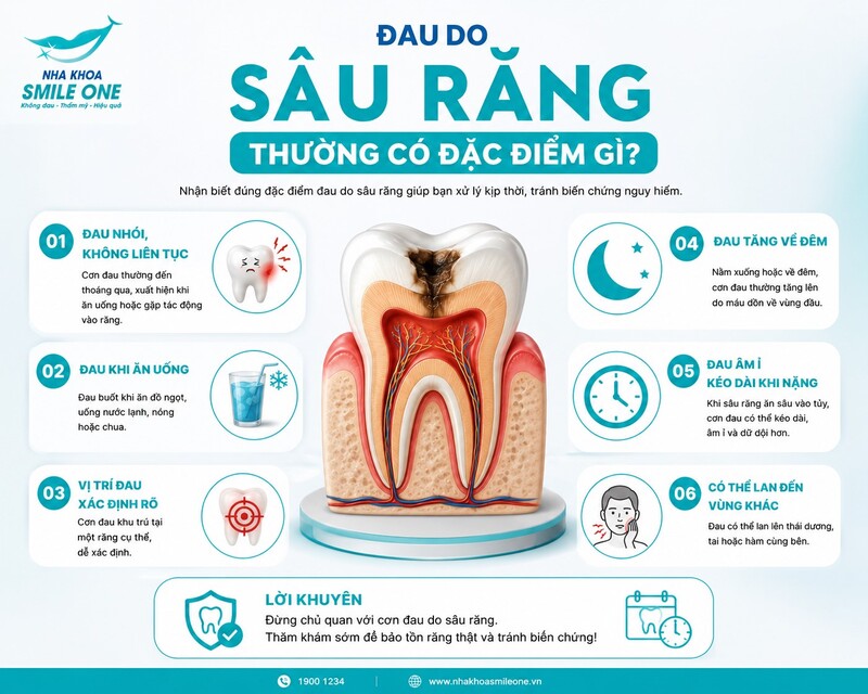Đau tự phát, đau giật từng cơn và tăng về đêm giống pattern thường gặp