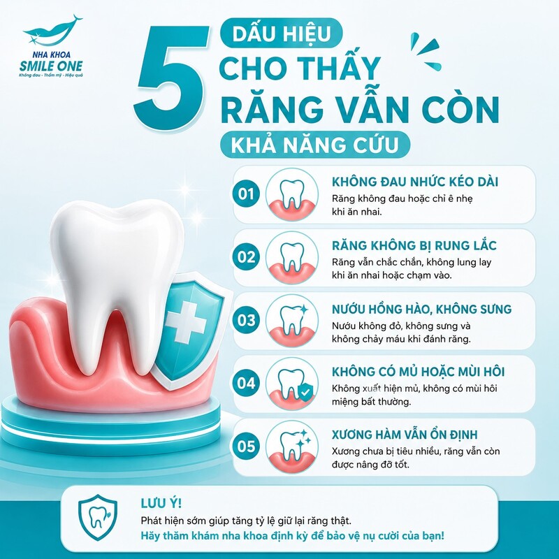 Răng có cơ hội bảo tồn tốt hơn khi còn đủ mô để phục hồi,