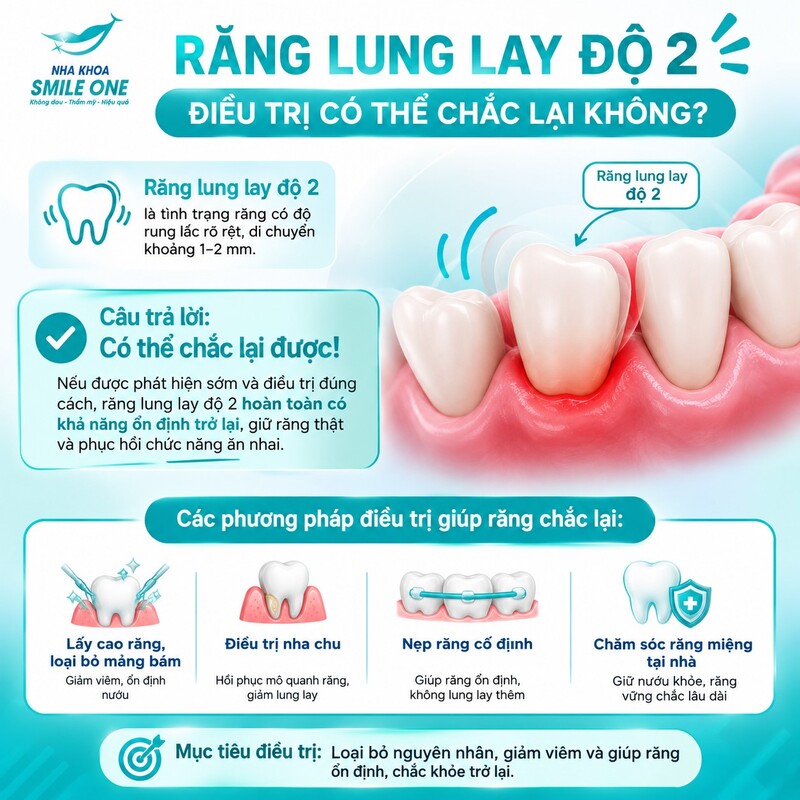 Có. Răng lung lay cấp độ 2 vẫn còn khả năng giữ được