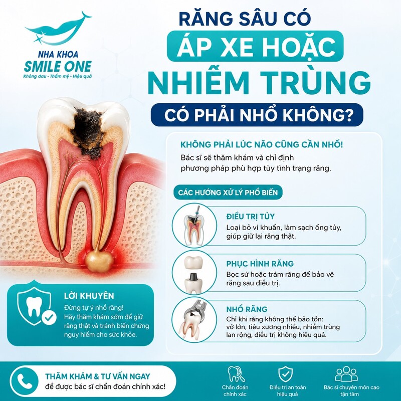 Không phải cứ có áp xe hoặc nhiễm trùng là phải nhổ