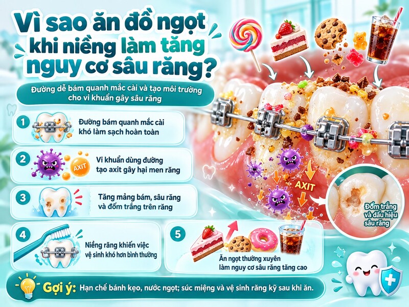 Người đang niềng vẫn có thể ăn đồ ngọt nhưng nên hạn chế tối đa,