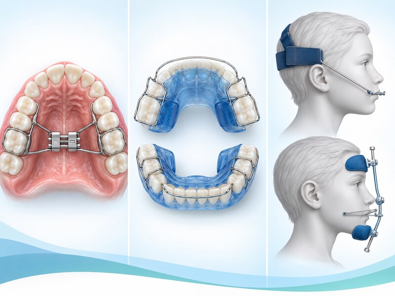 Khí cụ nong hàm, khí cụ chức năng, Headgear và Facemask