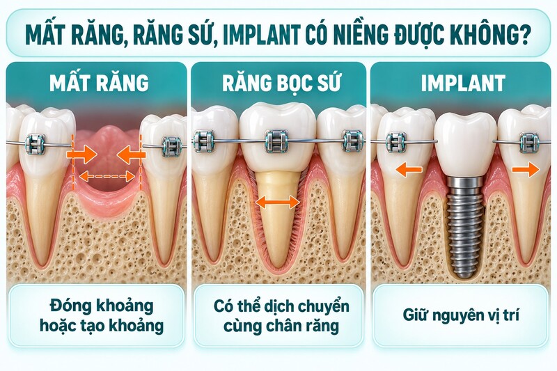 Phương pháp niềng cần được lựa chọn theo tình trạng răng, nha chu, yêu cầu dịch chuyển và khả năng tuân thủ.