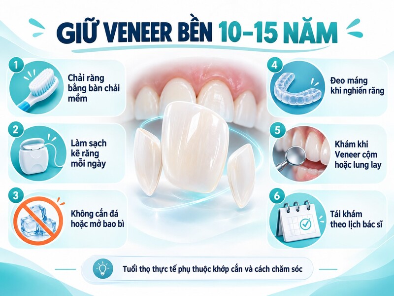 Cách chăm sóc giúp mặt dán sứ Veneer bền từ 10 đến 15 năm
