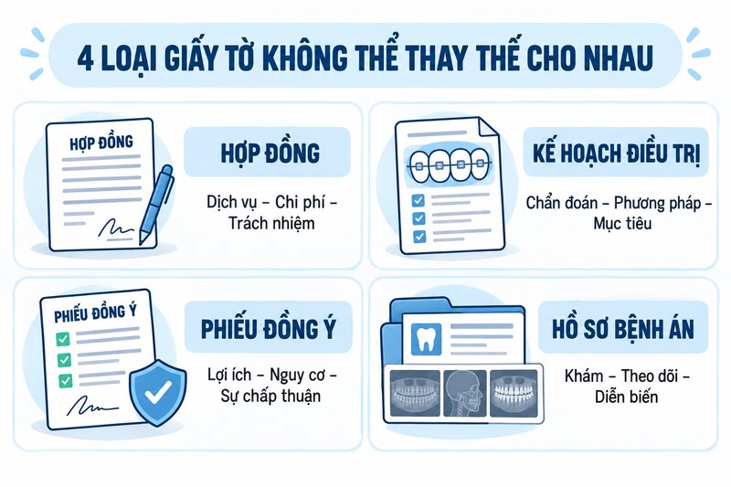 Phân biệt hợp đồng niềng răng, kế hoạch điều trị và hồ sơ bệnh án