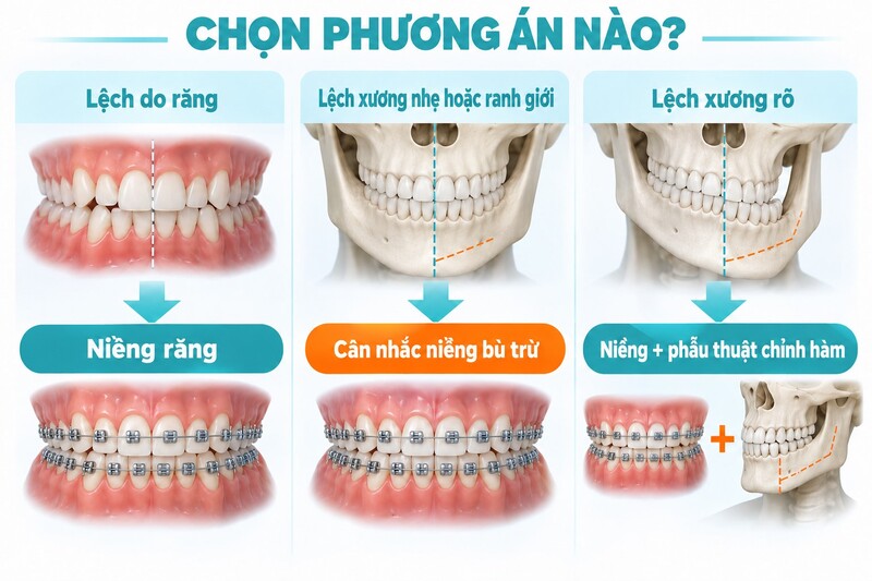 Khi nào mặt lệch có thể niềng răng và khi nào cần phẫu thuật chỉnh hàm