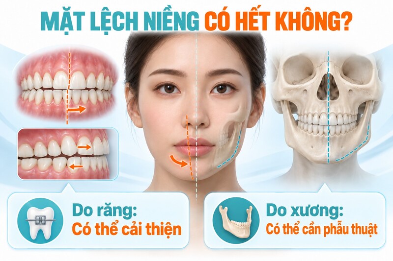 Mặt lệch niềng răng có hết không và khi nào cần phẫu thuật