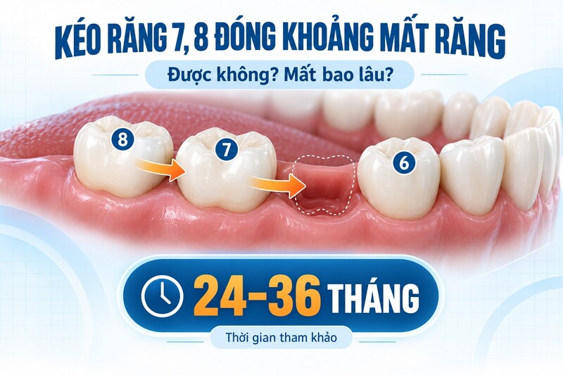 Niềng kéo răng 7 8 đóng khoảng mất răng mất bao lâu