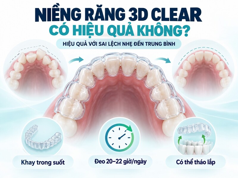 Niềng răng 3D Clear đạt hiệu quả tốt nhất với răng thưa