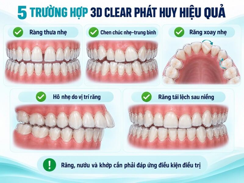 Vì vậy, không thể xác định một ca phù hợp với 3D Clear chỉ từ ảnh răng phía trước.