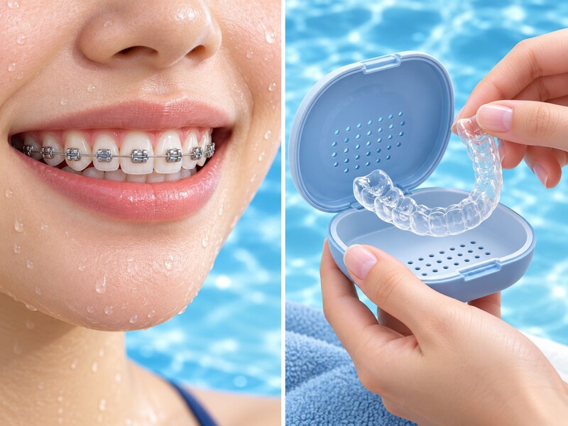 Mắc cài cố định được giữ nguyên; khí cụ tháo lắp cần được bảo quản trong hộp sạch.