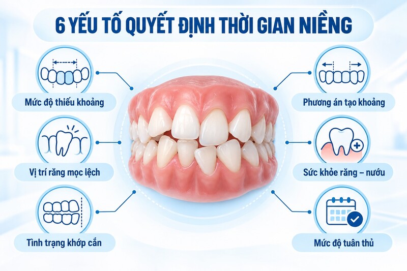 Các yếu tố ảnh hưởng đến thời gian niềng răng khấp khểnh