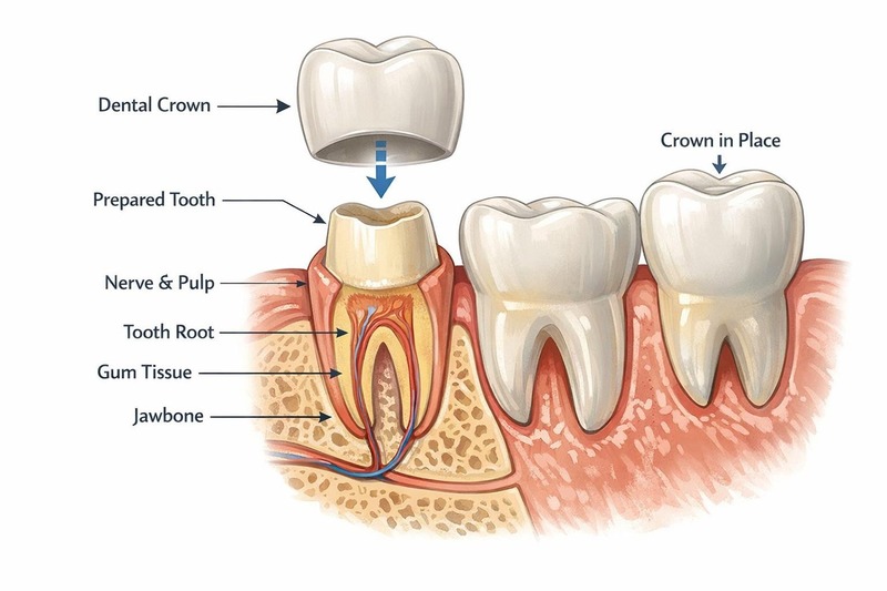 Mão sứ bị hở hoặc vỡ lớn có thể làm lộ và ảnh hưởng đến răng thật